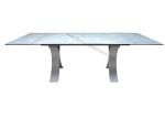 HPL Laminated Tempered Glass Extendable Dining Table Laser Cutted