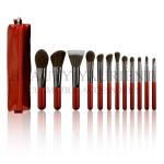 ISO9001 Premium Private Label Red Handle Face Makeup Brush Set 13.6cm Length
