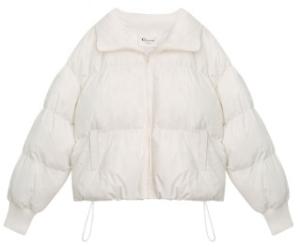 Quality White Women's Short Down Coat , Cotton Lining Funnel Neck Down Jacket Long Sleeve wholesale