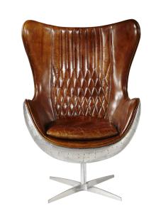Quality Vintage Top Grian Real Leather Office Desk Chair Aluminium Back Metal Base wholesale