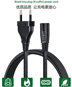 Quality OEM Black Brazil Power Cord AC UC 2 Pin Laptop Power Cord wholesale