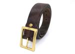 Brown Mens Casual Leather Belt Vintage Brass Square Pin Bcukle Western Styles