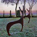Contemporary Rusty Metal Garden Ornaments Corten Steel Deer Lawn Sculpture