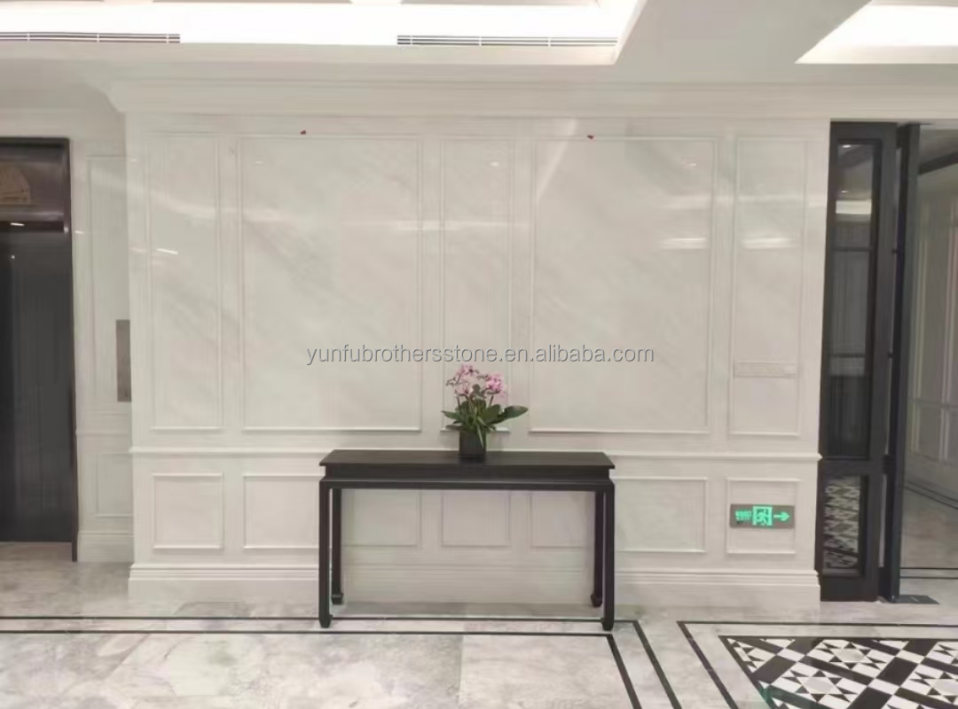 White Thassos Marble Big Slab Polished Stone Wall Panel Tile for Modern Hotel Design
