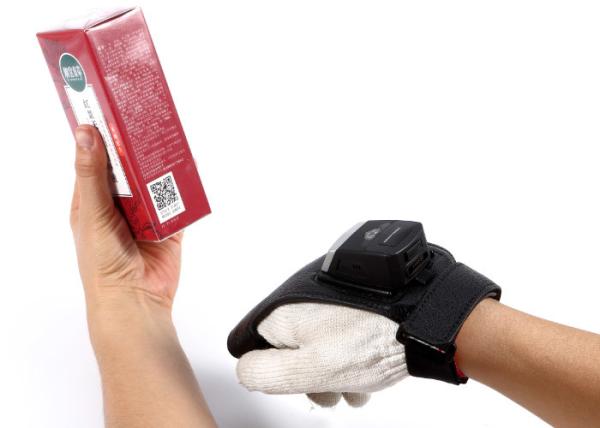 Cheap Mini Finger Trigger Glove Barcode Scanner With Bluetooth Charging Cradle for sale