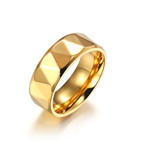 Quality 8MM Fashion Men Jewelry Gold Plating Rings Stainless Steel Punk Jewelry wholesale