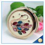 Shinny Gifts Rhinestone Small Metal Mirror For Craft Crystal Round Shape Pocket