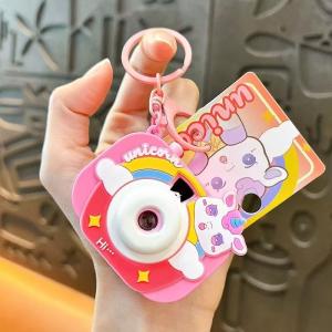 Quality Cartoon Plastic Mini Toy Camera Keychain Promotion Gifts Custom Flashlight Keychain wholesale