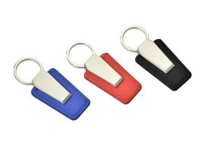 Quality Souvenir Personalised Leather Keyring Laser Engraving Matt Nickel Finished wholesale