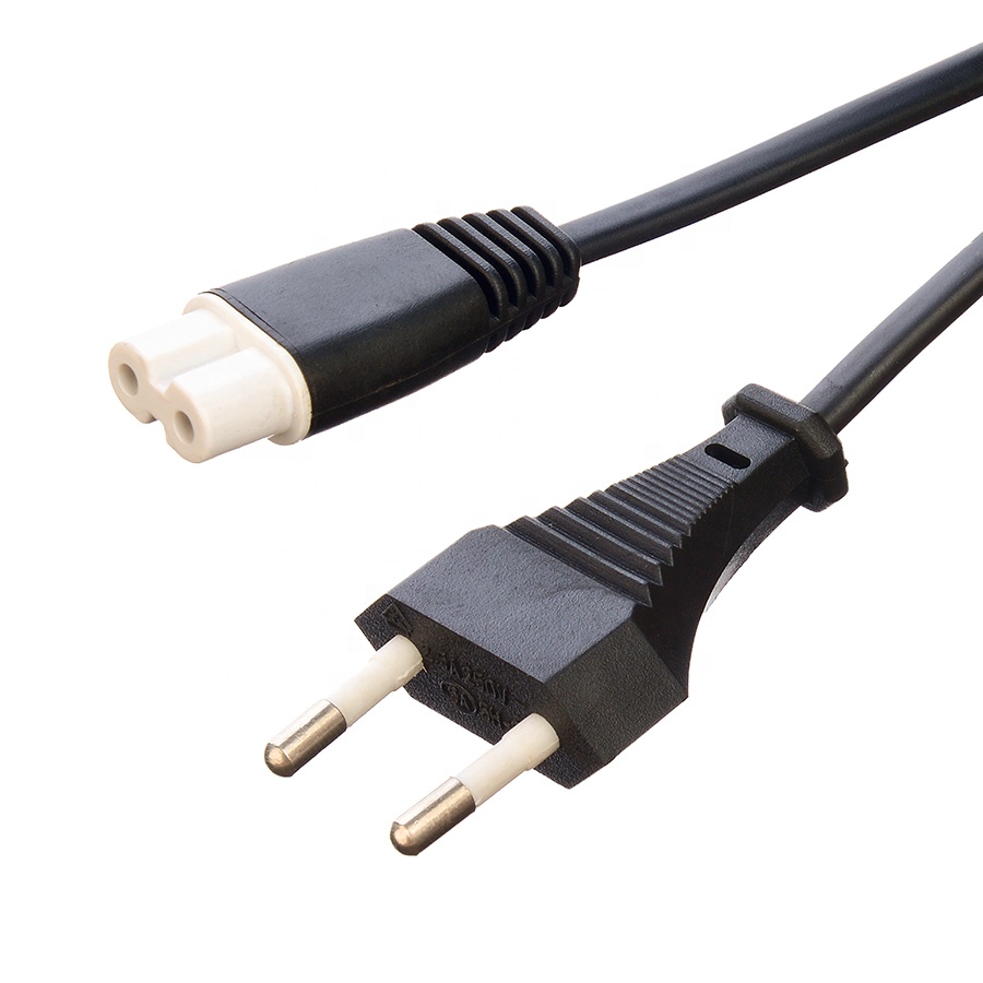 Non-Grounding European VDE 2 Prong Round Pin 2.5A Waterproof Plug Power Cord Extension Cords for Black Electrical Kettles