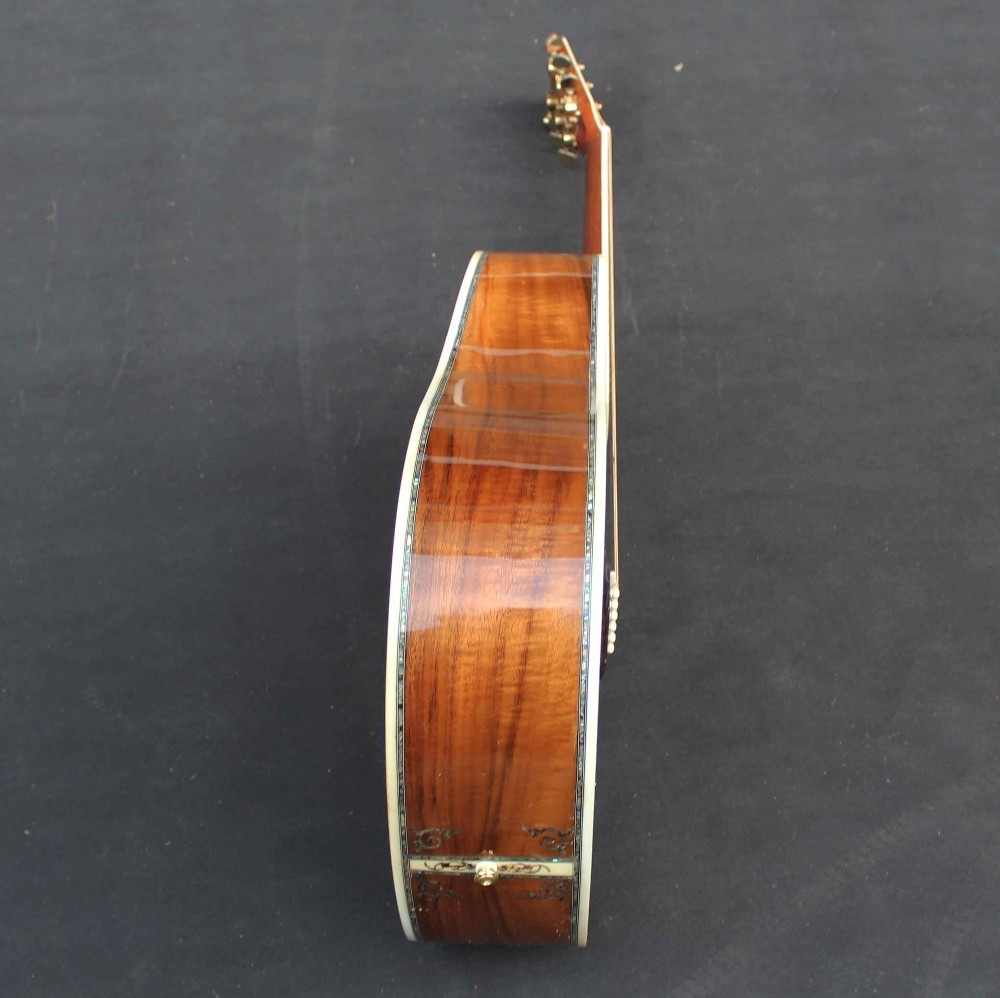 Handmade Deluxe solid koa wood Acoustic guitar, acoustic Guitarra, solid koa wood with abalone inlay