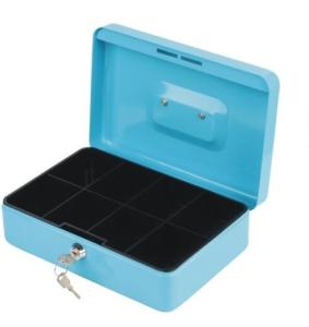 Quality Factory Sales Blue Color 10&quot; Metal Cash Box With Key Lock Money Coin Safe Box wholesale