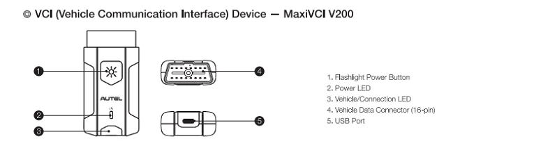 Autel MaxiVCI V200 Bluetooth Connector, Vehicle Communication Interface, Support CAN FD, Compatible with Autel KM100