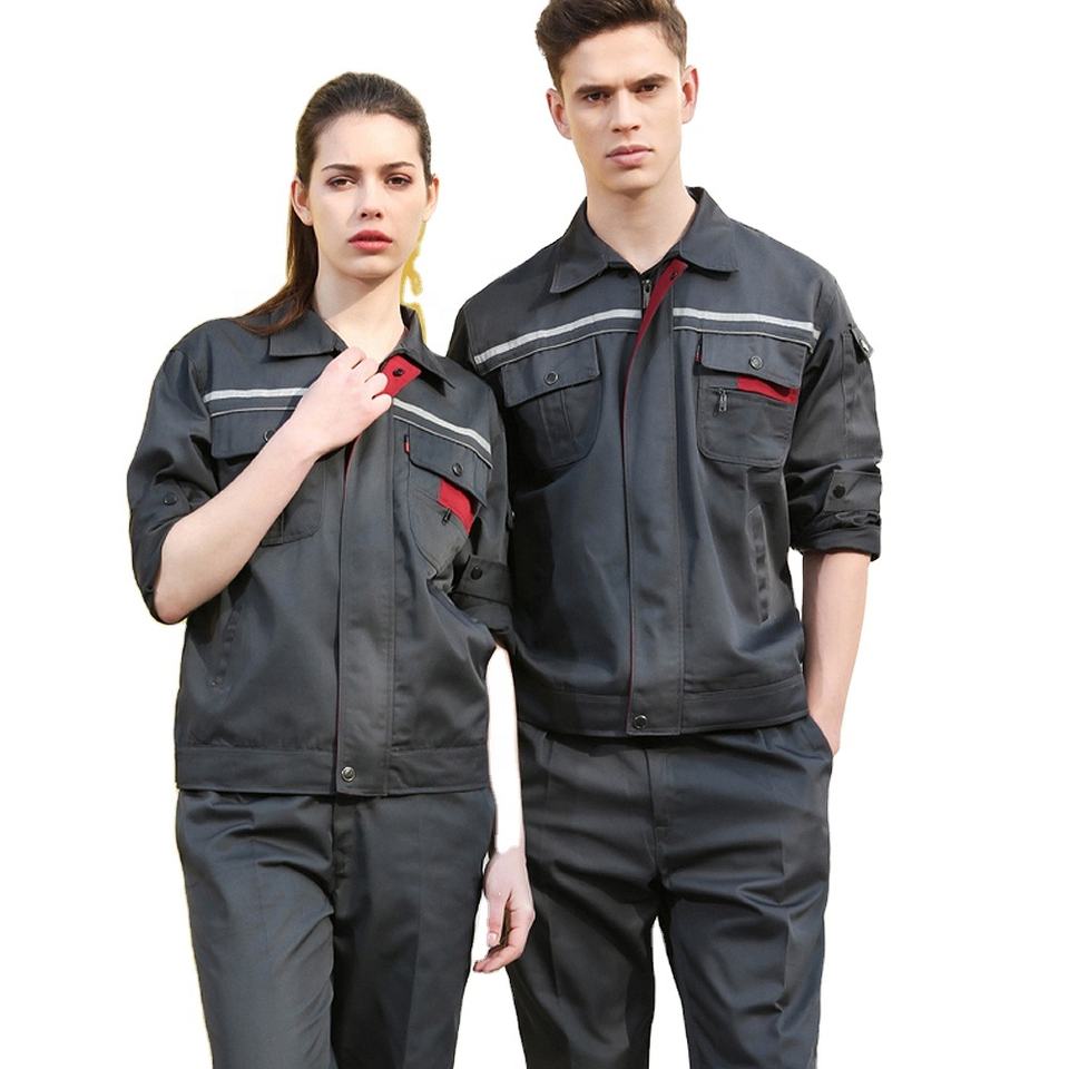 Custom Logo Industrial Worker Uniform Cotton Material Blue Grey Orange