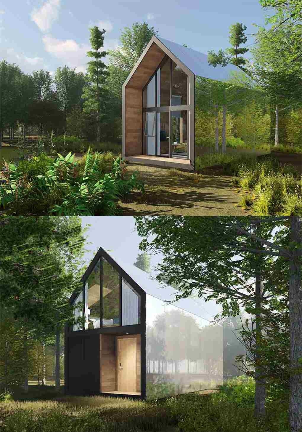 Steel Structure Prefab Loft Homes Wood Color Brown Prefab Villa House