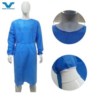 China Adequate Inventory Nonwoven Isolation Gown Soft Anti-Static Gown with Knitted Cuffs on sale