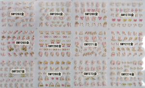 Quality Whole Safe and non-toxic 3D nai decals ,Beauty 3d gold / silver nail sticker-SMY263-274D wholesale