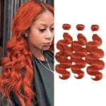 Ginger Orange Body Wave Remy Human Hair Bundles Sew In Weave Bundles Brazilian