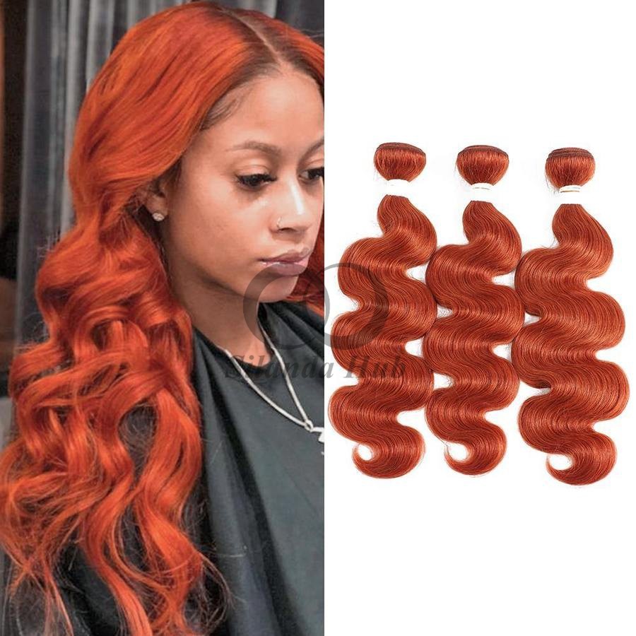 Ginger Orange Body Wave Remy Human Hair Bundles Sew In Weave Bundles Brazilian Bundle Deals
