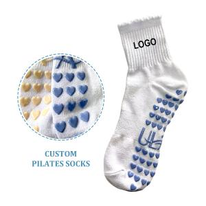 Quality Colorful Girls Pilates Ruffle Socks Gym Anti Slip Yoga Heart Grip Socks wholesale