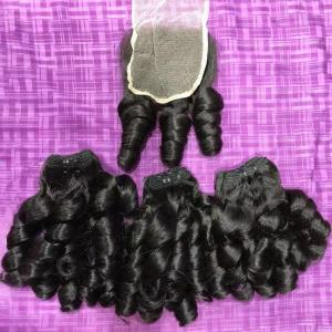 Quality Double Drawn Raw Virgin Bouncy Brazilian Funmi Hair Curly Pissy Egg For Lagos wholesale