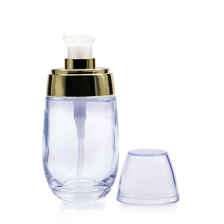 Luxury 60ml Glass Foundation Bottle Pump Sprayer For Skin Care Cream