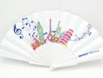 Folding plastic fan advertising fan 21cm PP&frabic Gift, logo can be customized