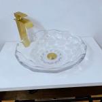 Shinning Glass Wash Basin Transparent Faceted Shape Bathroom Sink Basin