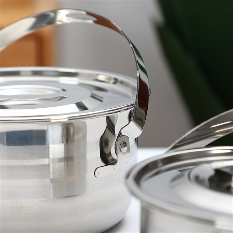 Home use 4pcs stock pot cooking cookware set with lid handle