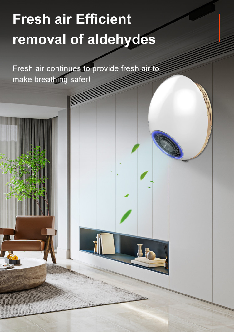 DC Motor 65dB Plasma UV Hepa Air Purifier Wall Mounted Rotating