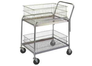 Quality Silver Rolling Mail Cart 30&quot;L X 23&quot;W X 38&quot;H Chrome Finish 18 Gauge Steel wholesale