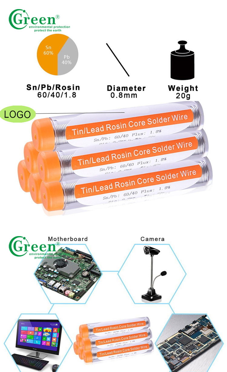 Rosin Core Tin Solder Wire 2.0% Flux Content Melting Point 183 - 191℃
