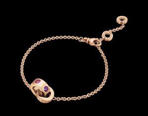 Quality bracelet in 18 kt pink gold with amethysts and pink tourmalines wholesale