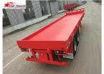 2 Axles 30ft 30Ton Flatbed Semi Trailer For Transporting Construction Machinery