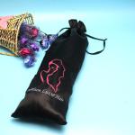 Thick Satin Pouches For Jewelry , Big Size Printed Party Drawstring Bags