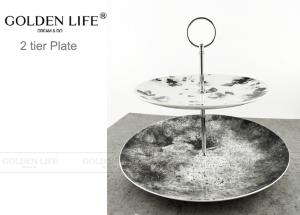 Quality Porcelain Ceramic Fruit Plates Cupcake Stand Tower Fruit Dessert Tray Stand Black Flowers wholesale