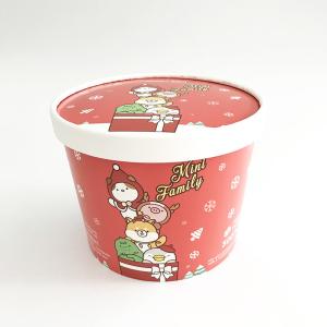 Quality Recycled Ice Cream Paper Bucket With Lid 64oz Single Wall Custom Printed wholesale