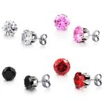 Wholesale Stainless Steel Round Clear Cubic Zirconia Stud Earrings Women