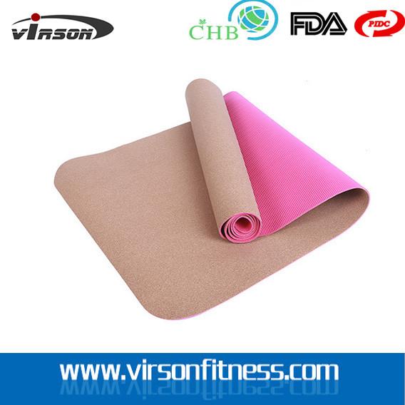 Ningbo virson Anti--slip eco cork TPE yoga mat.New Product Cork TPE Yoga Mat