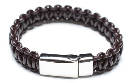 Leather Bracelet, Stainless Steel Clasp