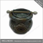 Retro Design Ceramic Essential Oil Burner Gray Color For Home Decoration