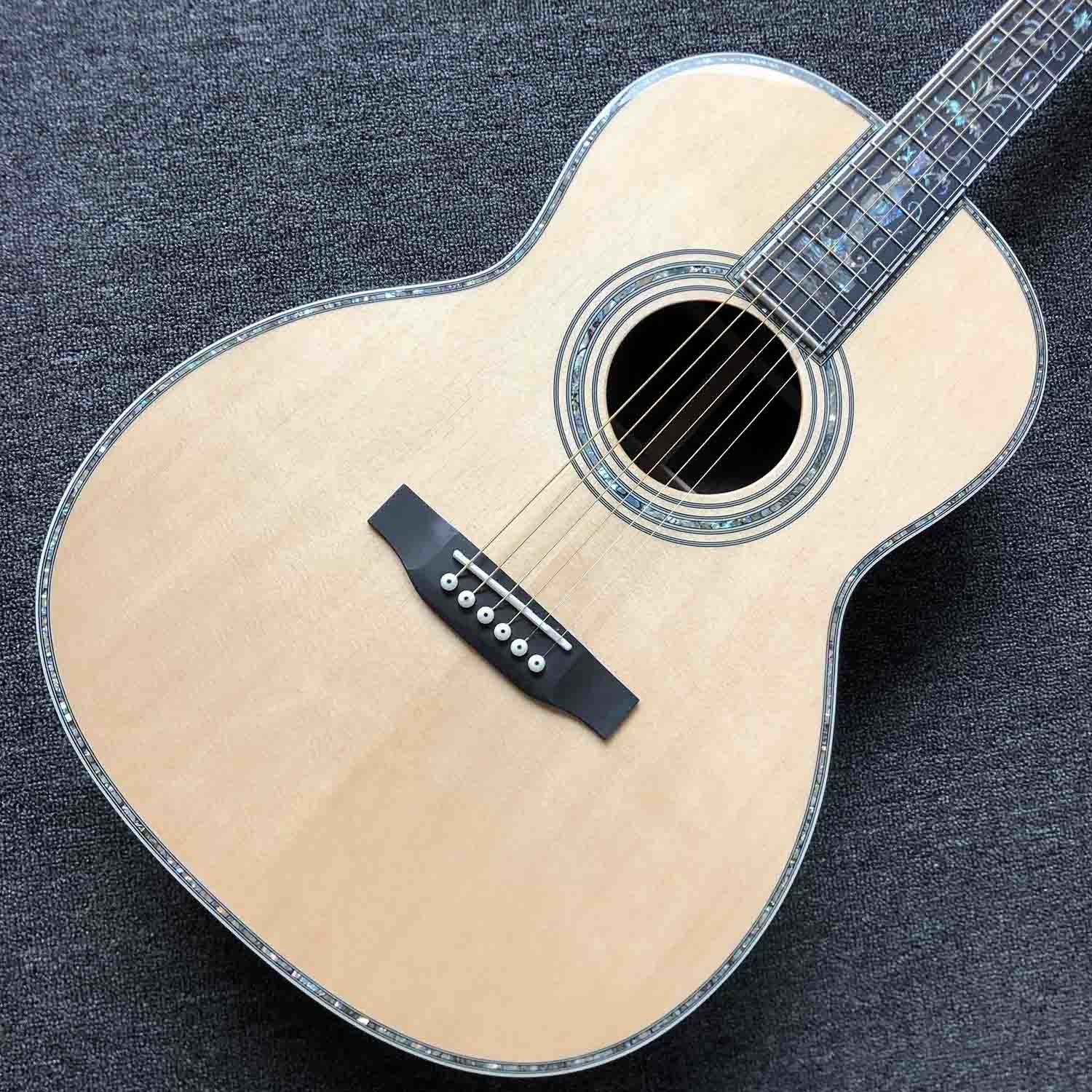 Top Quality 000 style classic acoustic guitar,AAA Solid Spruce top,China Factory Custom Super luxury guitar