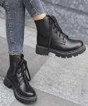Rubber Sole Women's Leather Boots Black Military Style Boots for Standards