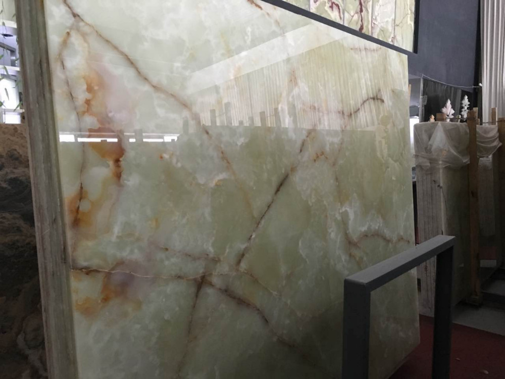 Green Jade Onyx Slab , Natural Onyx Mosaic Tile For Kitchen Floor