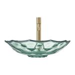 Modern Ball Shaped Glass Wash Basin Light Green Color Vessel Sinks Pop Up Drain