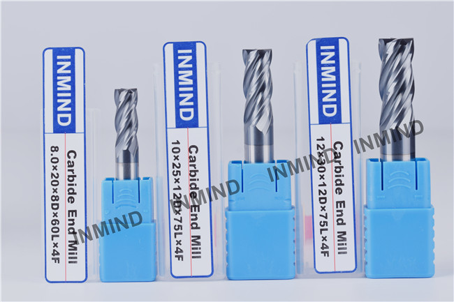 Grain Size 0.8UM Upto HRC50 AlTiN Coating 8mm Square machine cutting tools End Mill , 4 Flute , end mill bits