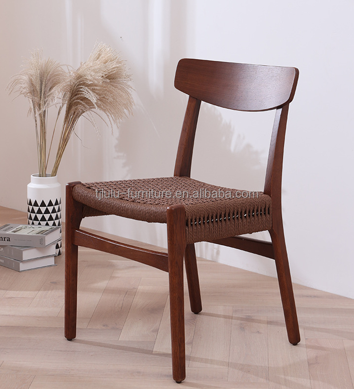 Wood Modern Woven Cord Solid Wood Dining Chair For Restaurant Hotel With And OEM Service Accepted