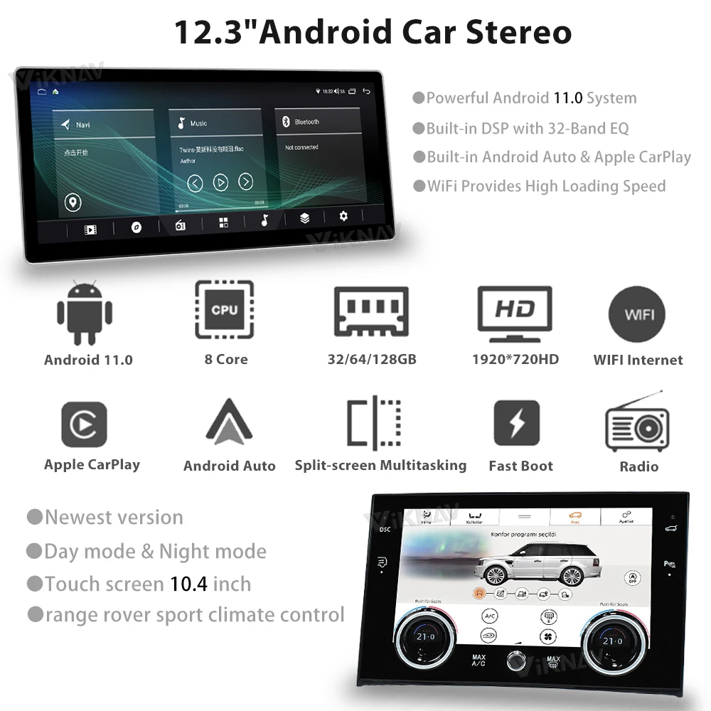 12.3inch Car Radio For Land Range Rover Vogue V8 L322 2002-2012 Touch Screen GPS Navigation Multimedia Stereo Player