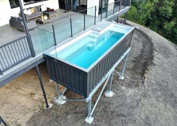 Custom Steel Structure Outdoor Laminated Glass New 20gp Container Swimming Pool