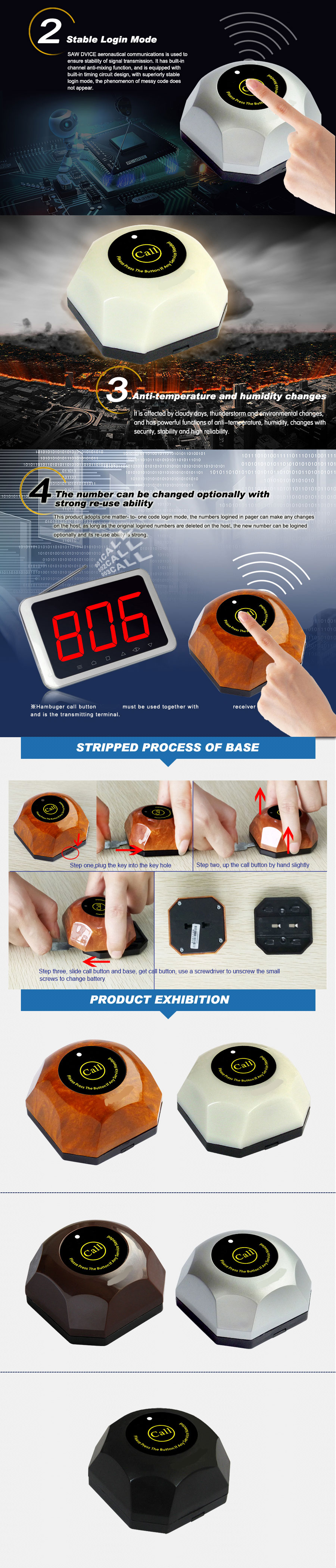 Restaurant equipment remote table number calling system